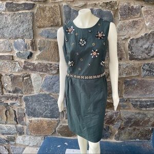 BODEN Embellished Floral Brunswick Green Dress WH706 Size US 14 R